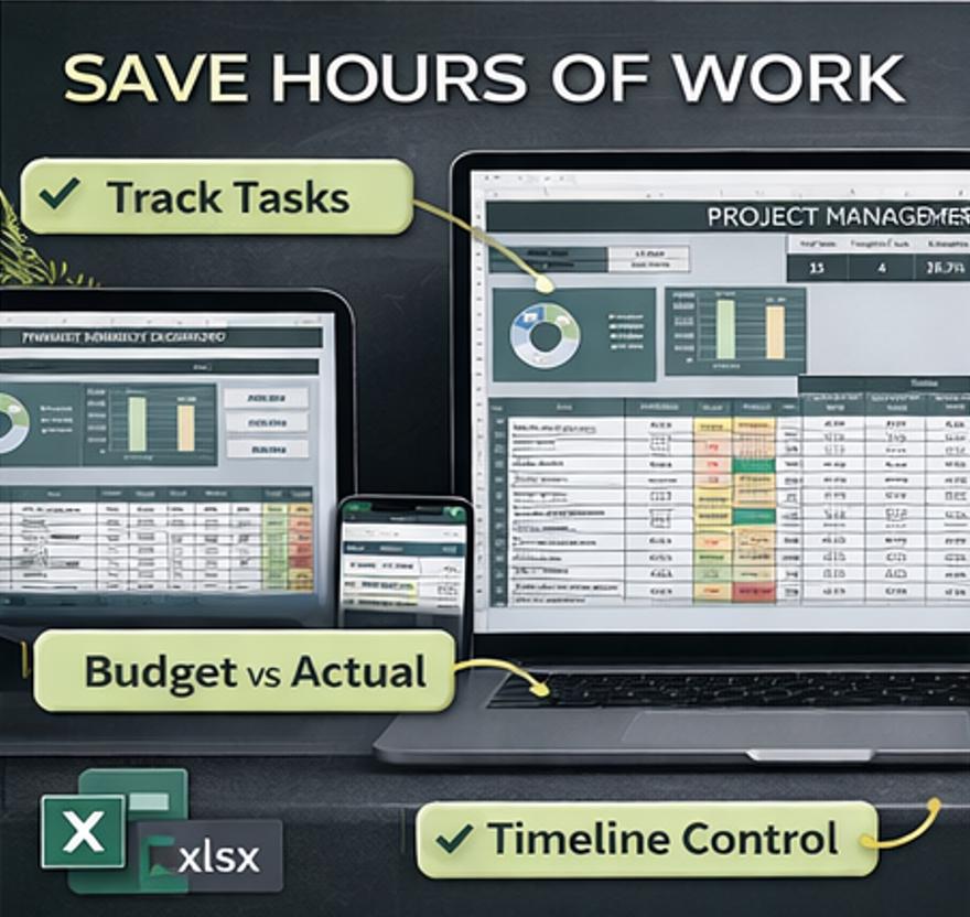 Project Management Dashboard Excel Template | Task Tracker, Budget ...
