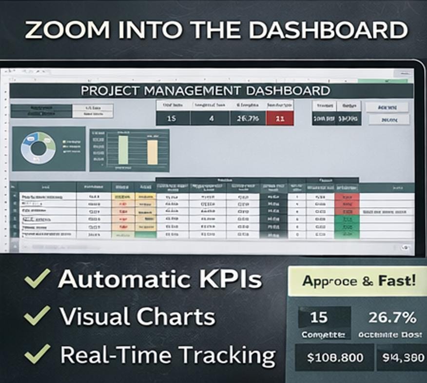 Project Management Dashboard Excel Template | Task Tracker, Budget ...