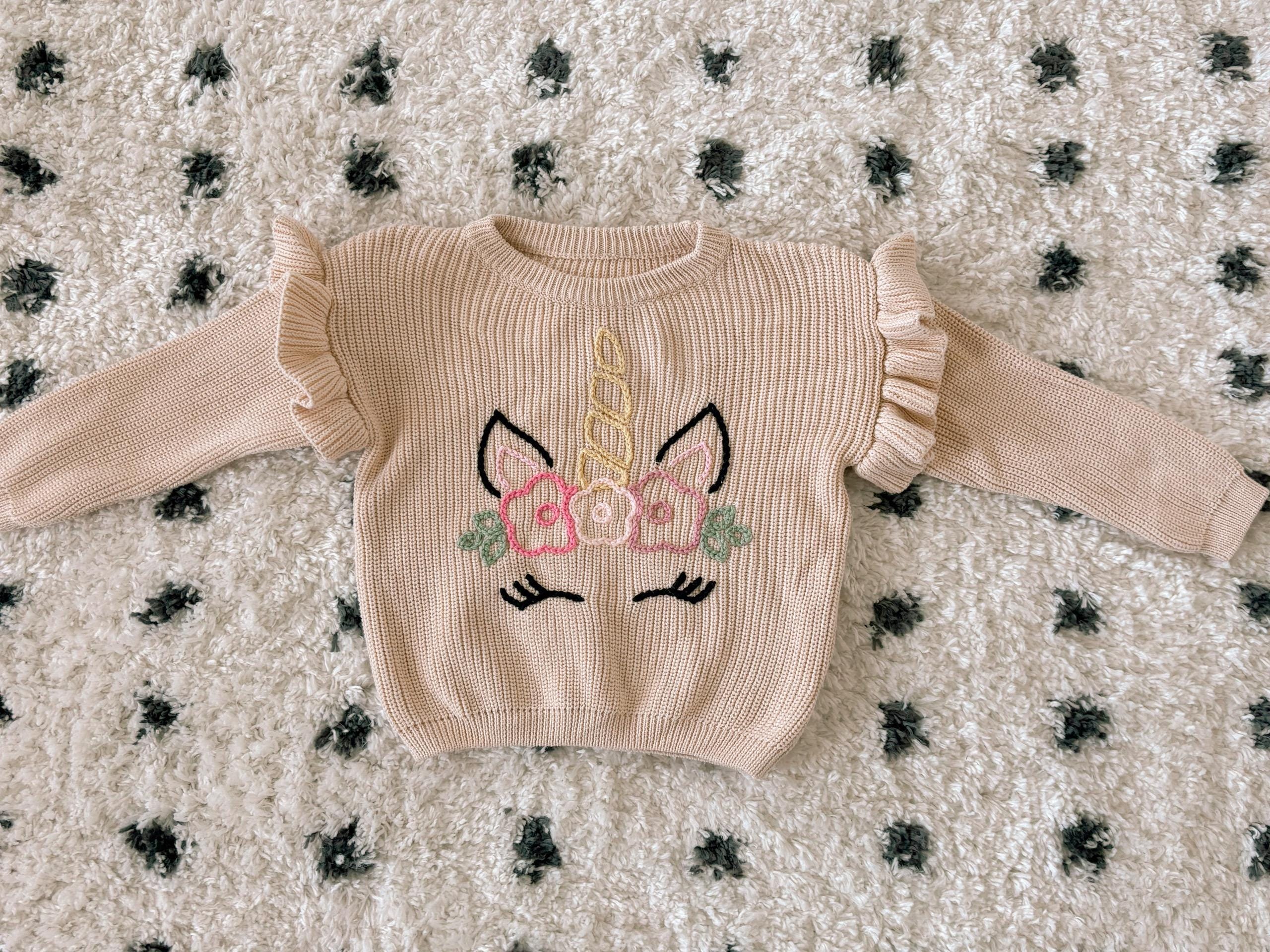used♡Fancy Unicorn Design Sweater Hand Embroidered Unicorn Sweater - Etsy