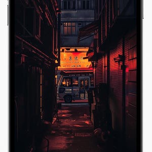 Phone Wallpaper | Neon Alley iPhone Background | Dark Aesthetic Android Wallpaper | Urban City Digital Download
