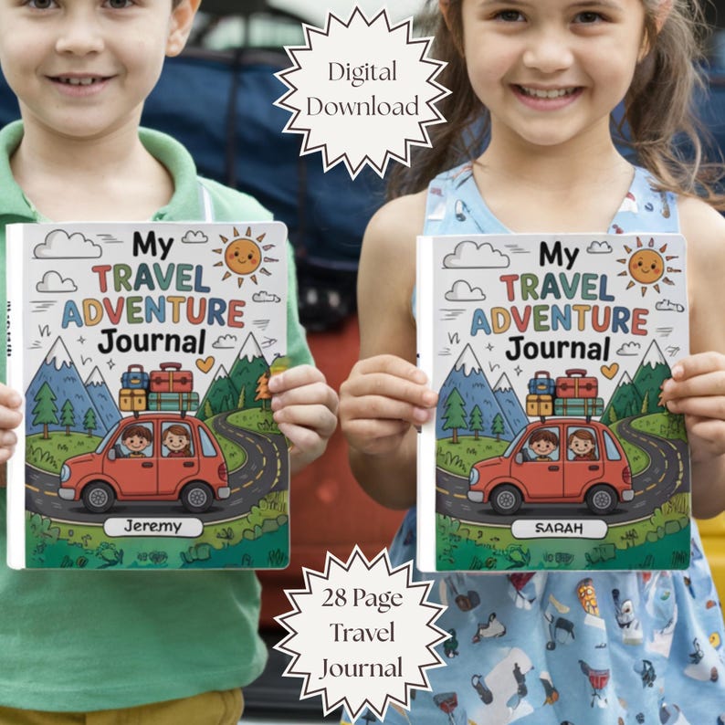 Kids Travel Journal Printable, Road Trip Activity Book PDF for Children ...
