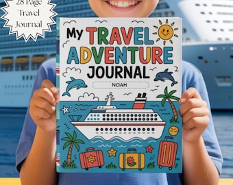 Personalized Kids Cruise Travel Journal  7-Day Vacation Diary & Activity Book with Coloring Puzzles Word Search Memory Pages Child Journal