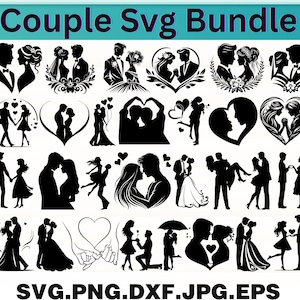 Couple SVG Bundle | Lovers Clipart | Romantic Silhouette SVG | Couple Cut Files for Cricut | Anniversary PNG | Instant Download