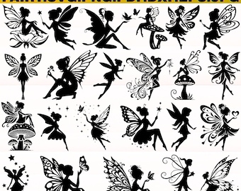 Fairy Silhouette SVG Megapack | Fairy SVG Bundle | Fairy Clipart | Fairy Vector | Cricut & Silhouette Cut Files | Magical Fairy svg, png,dxf