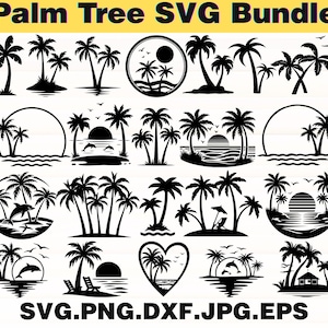 Palm Tree SVG Bundle, Palm Tree Clipart, Palm Tree SVG, Palm Tree Silhouette, Palm Tree PNG Bundle, Cut Files for Cricut, Beach Life Svg