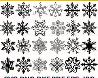 Sneeuwvlok SVG-bundel | Eenvoudig sneeuwvlokoverzicht SVG | Clipart wintersneeuwvlokken | Kerstsneeuwvlok gesneden bestanden | Cricut silhouet-svg