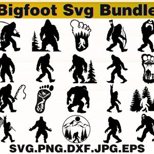 Bigfoot SVG Bundle | Sasquatch Clipart | Bigfoot Silhouette SVG | Cryptid Cut Files for Cricut | Forest Creature PNG | Instant Download