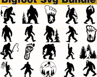 Bigfoot SVG Bundle | Sasquatch Clipart | Bigfoot Silhouette SVG | Cryptid Cut Files for Cricut | Forest Creature PNG | Instant Download