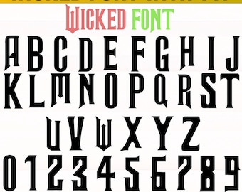 Custom Wicked Font TTF | Musical Font SVG | Wicked Letters & Numbers | Team Glinda Elphaba png | Cricut and Canva Font | DIY Craft Font
