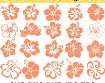 Hibiscus Flowers Svg Bundle, Hibiscus Svg Png, Hawaiian Flower Svg, Tropical Flowers Svg, Flowers Clipart, Cute Flowers Svg,Instant Download