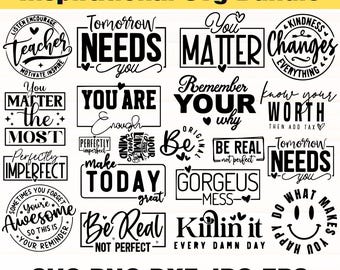 Inspirational SVG Bundle | Motivational Quotes SVG | Self Love SVG | Cricut Positive Sayings Cut Files | png svg dxf jpg Digital Download