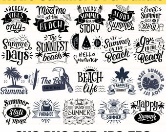 Paquete SVG de verano retro / SVG de verano vintage / PNG con ambiente playero de los 70 / Archivos de corte Cricut de verano / Descarga digital instantánea