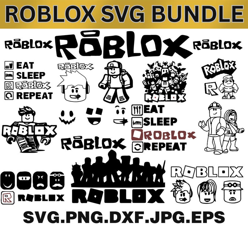 Roblox SVG Bundle, Roblox Clipart, Roblox Silhouette SVG, Roblox PNG ...