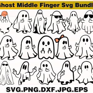 Ghost Middle Finger SVG Bundle, Funny Halloween SVG PNG, Ghost Hand Sign Clipart, Rude Ghost Shirt svg, Cut Files svg, Instant Download