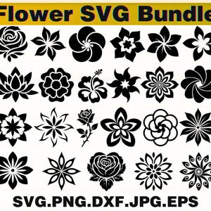 Flower SVG Bundle | Spring Floral SVG Cut Files for Cricut | Flower Clipart | Shirt Design | Botanical PNG | Instant Download