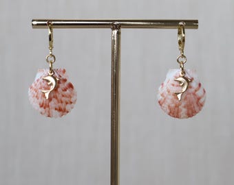 Florida Shell and Dolphin Earrings - 18K Gold Filled
