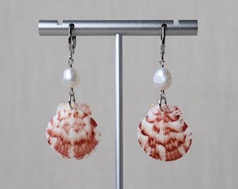 Florida Shell and Pearl Earrings - Silver Filled