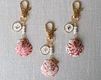 Fresh Restock - Custom Bag Charm / Key Chain - Florida Shell, Pearl, Ocean Animal Coastal Charms
