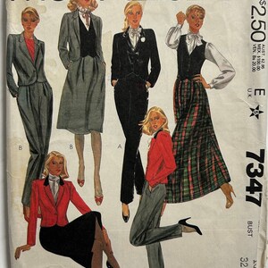 McCall's 7347 Women's Sewing Pattern Petite Jacket Vest Pants Skirt 10 UNCUT