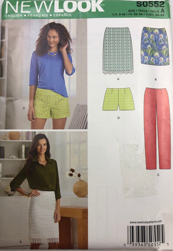 New Look 552 Women's Sewing Pattern Shorts Pants Skirt 16