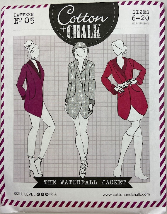 Cotton Chalk Women's Sewing Pattern Waterfall Jacket 20 UNCUT