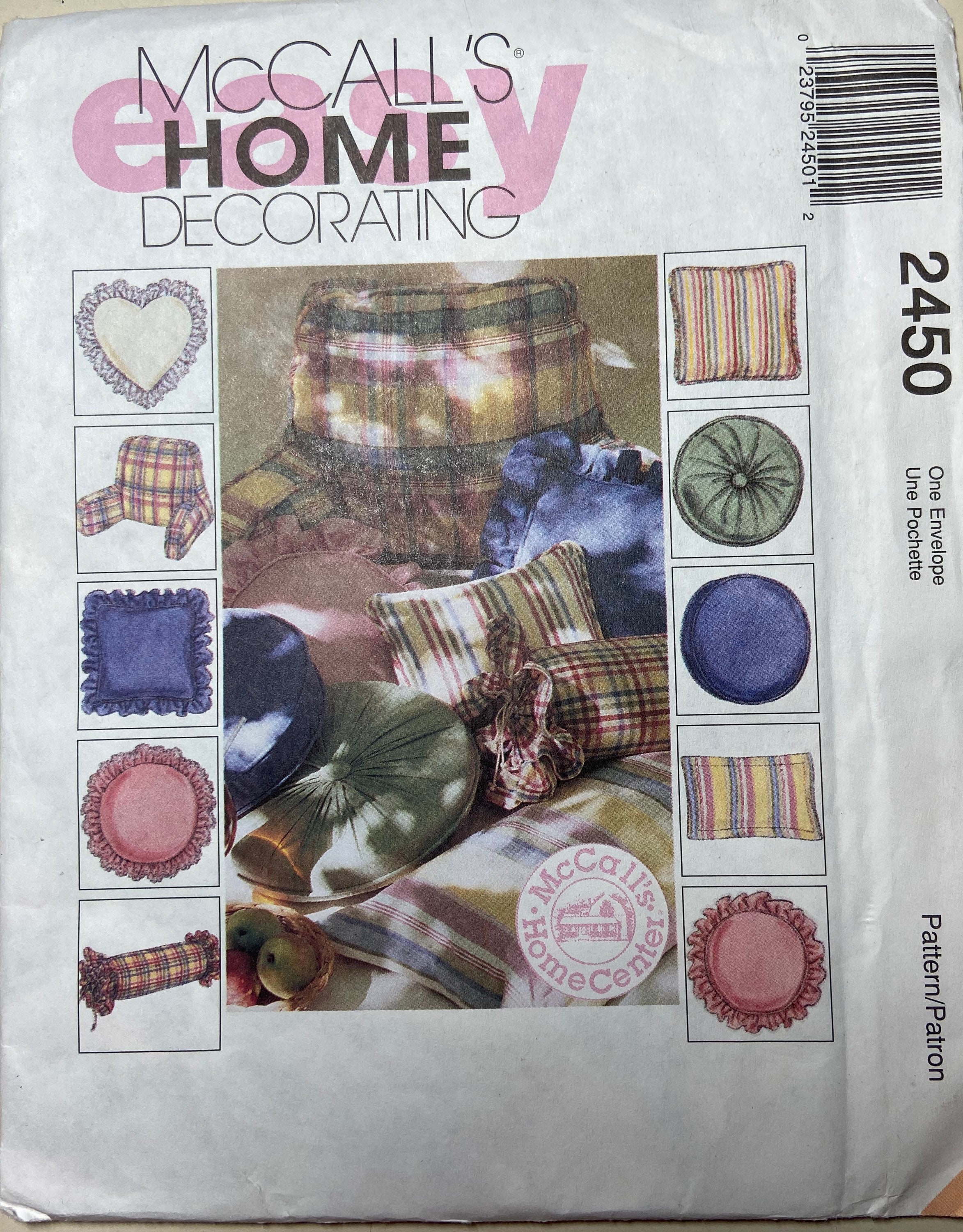 McCall's Home Decorating 2450 Pattern 1999 10 pillows round,headrest Uncut McCall's Home Decorating 2450 Pattern 1999 10 pillows round,headrest Uncut