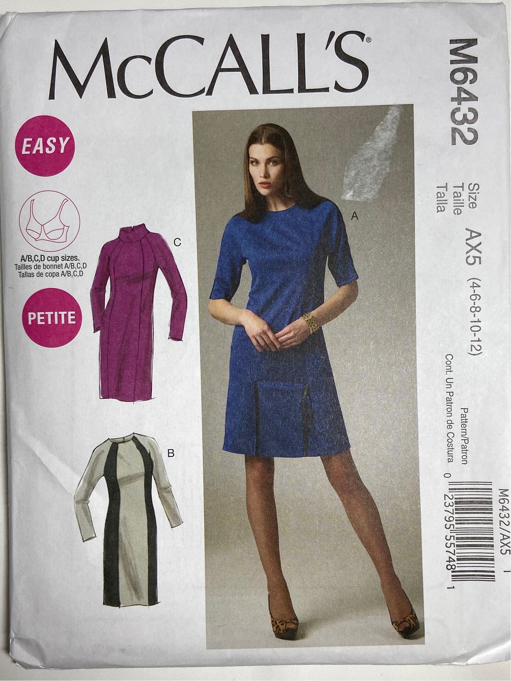 Mccall's 6432 Women's Sewing Pattern Petite Dress Two Lengths 4 - 12 ...