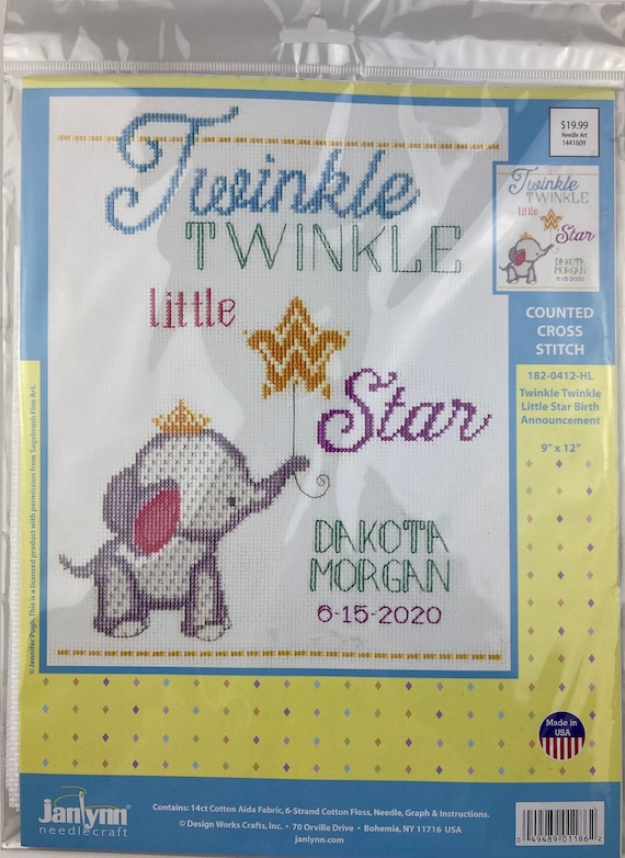 Janlynn Birth Announcement 14 Ct Counted Cross Stitch Kit 9 X 12 NEW 