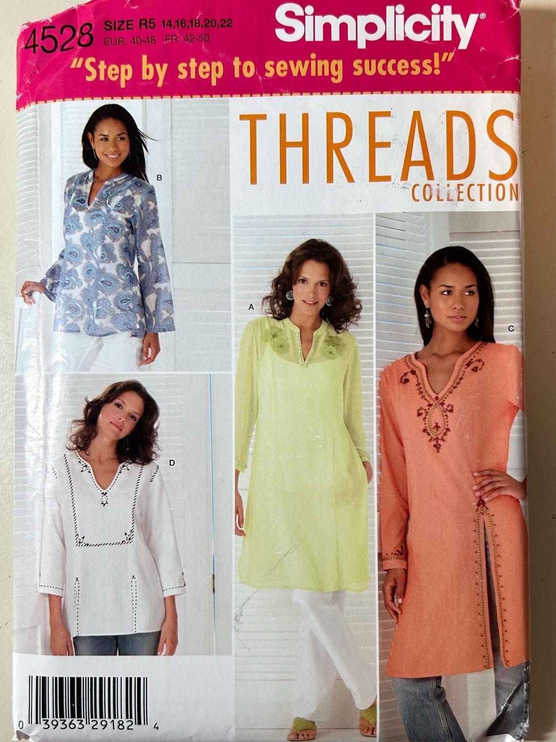 Simplicity 4528 Women's Sewing Pattern Petite Tunic Two Lengths 14 22 ...