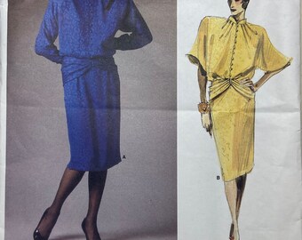 May include: Vogue Patterns Paris Original sewing pattern for a dress by Nina Ricci. The pattern number is 1662. The pattern shows two different styles of the dress, one in blue and one in yellow.