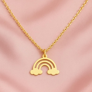 Rainbow Necklace • 925K Sterling Silver • Colorful Dress Jewelry • Cute Pendant • Gift for Daughter • 14K Gold Plated Gifts • Summer Jewelry