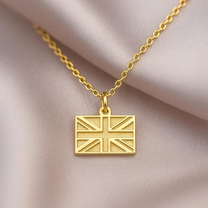 Sterling Silver UK Flag Necklace: Union Jack Pendant, British Jewelry