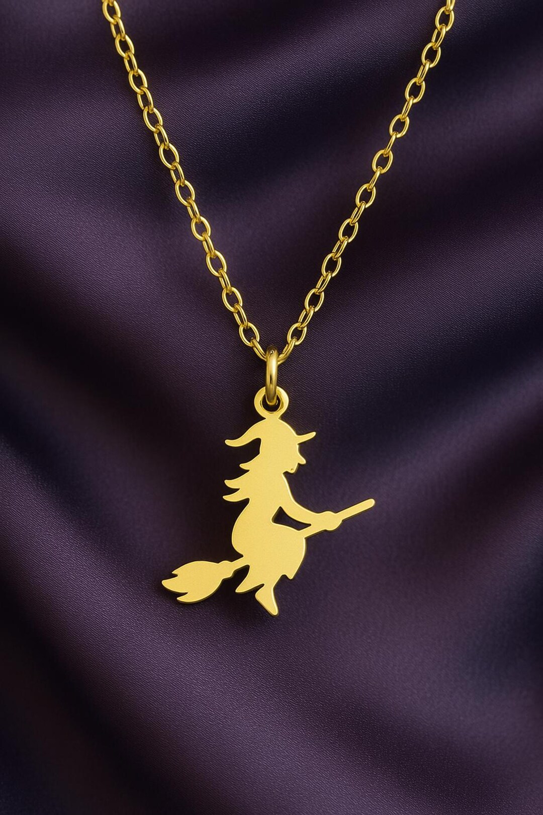 Sterling Silver Witch Pendant Necklace: Halloween Jewelry Gift - Etsy