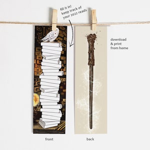 Druckbares Lesezeichen - Zauberstab Buch Tracker - ideal für Buchliebhaber, Geschenke für Kinder & Kinder Gastgeschenke