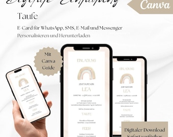 Digital baptism invitation, baptism invitation cards, e-card, baptism invitation, templates for invitations, WhatsApp, rainbow, girls, boys