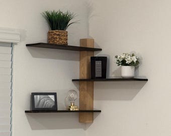 Handcrafted Wooden Corner Wall Shelf – Modern Rustic Floating Design