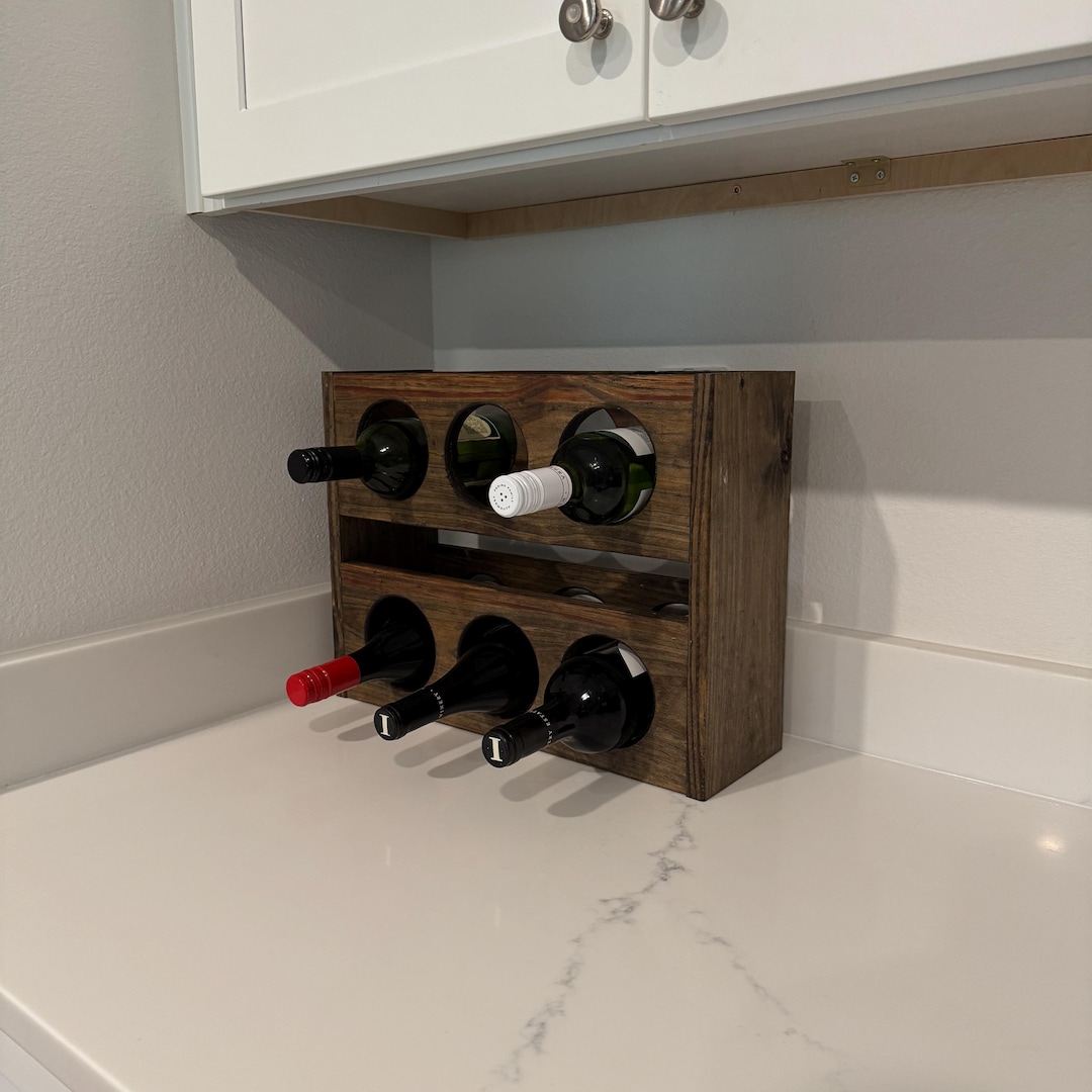 Handmade Solid Wood Wine Rack | Countertop Bottle Storage, Holds 12 - Etsy