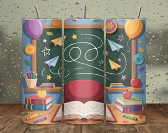Teacher Sublimation Design: Back to School Tumbler Wrap PNG (Digital Download)