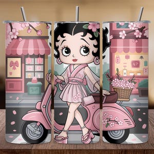Betty Boop Tumbler Wrap PNG: Retro Cartoon 20oz Skinny Tumbler Sublimation Design (Instant Download)