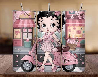 Betty Boop Tumbler Wrap PNG: Retro Cartoon 20oz Skinny Tumbler Sublimation Design (Instant Download)