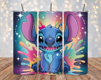 Envoltura para vaso Stitch PNG, diseño colorido (descarga digital)