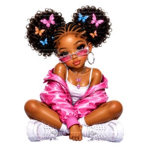 Svart flicka PNG, Afro fjäril sublimeringsdesign, födelsedagsclipart (digital nedladdning)