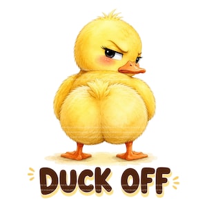 Frase divertida de Duck Off, animal atrevido, acuarela, sublimación, clipart PNG para camisetas, descarga instantánea
