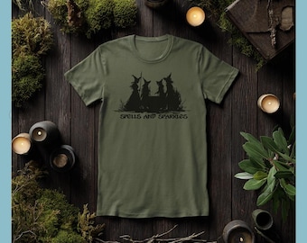 Witchcore T-Shirt: Spells and Sparkles, Halloween Witches Cauldron Graphic