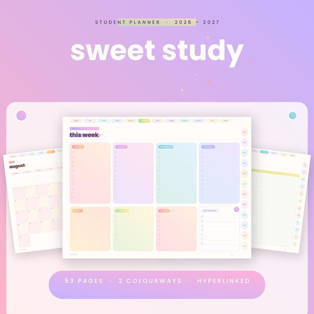 Student Planner 2026 2027 Digital Goodnotes Ipad, Undated Academic ...
