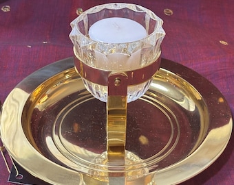 Applique da parete o portacandele in ottone massiccio Vtg