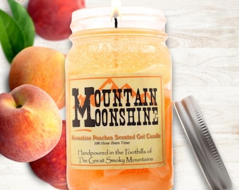 16 oz. Mountain MoonShine Peach Scented Gel Candle, Tennessee Mason Jar Country Candle