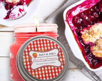 Strawberry Preserves Scented Gel Candle – 8oz Jar | Long-Lasting Burn | Hand-Poured in USA