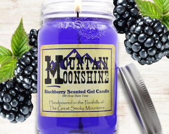 16 oz. Mountain MoonShine Blackberry Blaze Scented Gel Candle, Tennessee Mason Jar Country Candle