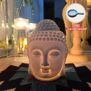 Ceramic Buddha Head Aromatherapy Burner – fragrance powder Essential Oil Warmer